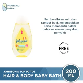 Johnson's Baby Top To Toe Hair & Body Baby Bath 200 mL - Melembabkan Kulit Bayi