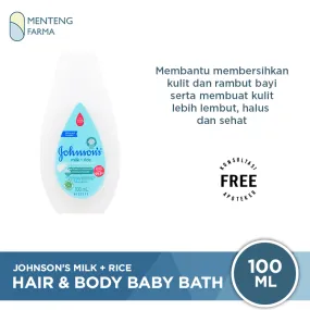 Johnson's Milk Rice Hair & Body Baby Bath 100 mL - Membersihkan dan Melembutkan Kulit Bayi