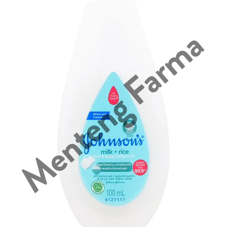Johnson's Milk Rice Hair & Body Baby Bath 100 mL - Membersihkan dan Melembutkan Kulit Bayi