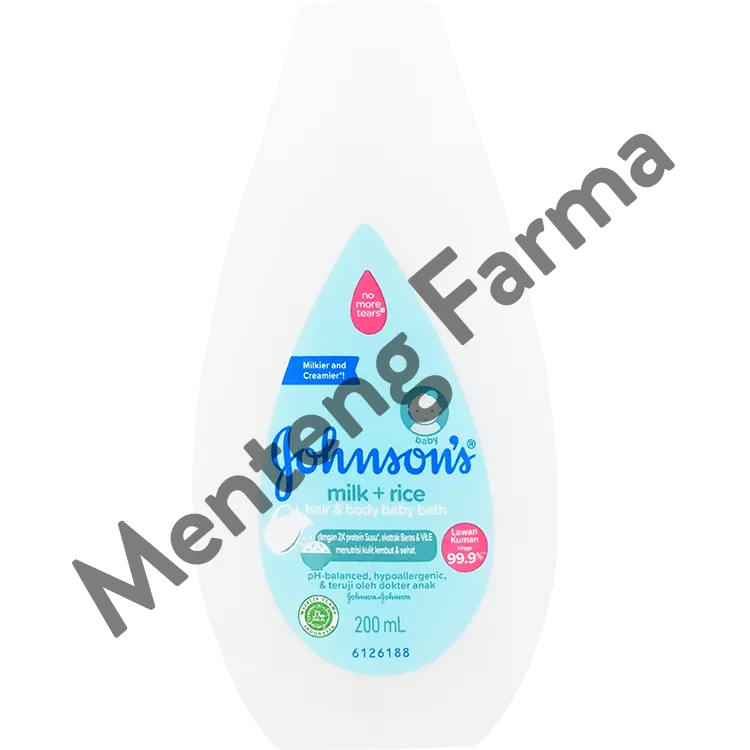Johnson's Milk Rice Hair & Body Baby Bath 200 mL - Membersihkan dan Melembutkan Kulit Bayi