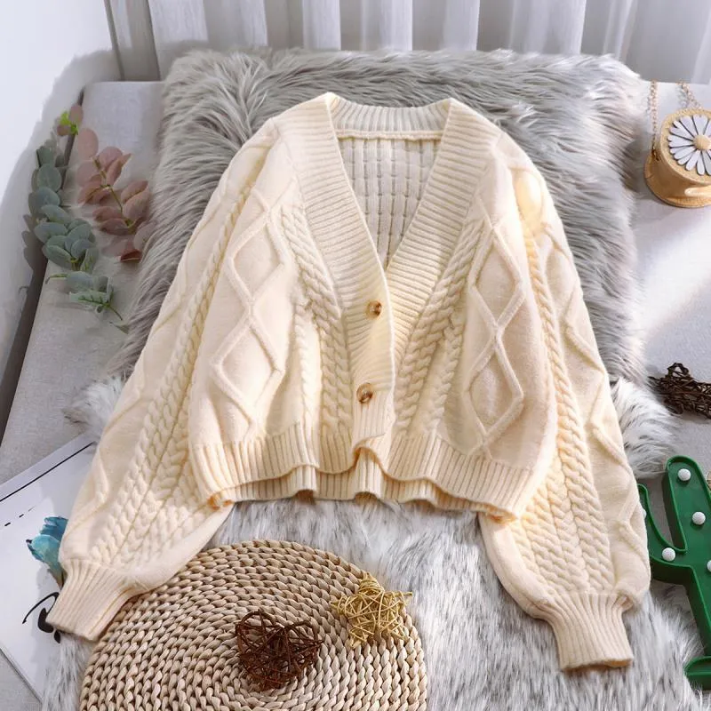 Joskaa Christmas Gift E-BAIHUI Vintage Short Cardigan Knitted Sweater Women 2020 Autumn Winter Long Sleeve Solid Sweaters Coat & Jackets Women
