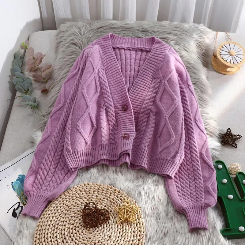 Joskaa Christmas Gift E-BAIHUI Vintage Short Cardigan Knitted Sweater Women 2020 Autumn Winter Long Sleeve Solid Sweaters Coat & Jackets Women
