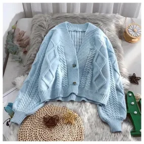 Joskaa Christmas Gift E-BAIHUI Vintage Short Cardigan Knitted Sweater Women 2020 Autumn Winter Long Sleeve Solid Sweaters Coat & Jackets Women