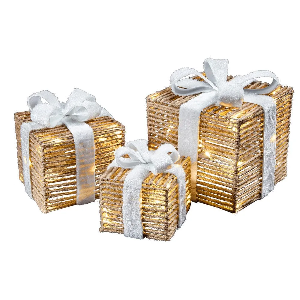 LED Natural String Present Set Asst (3pc)