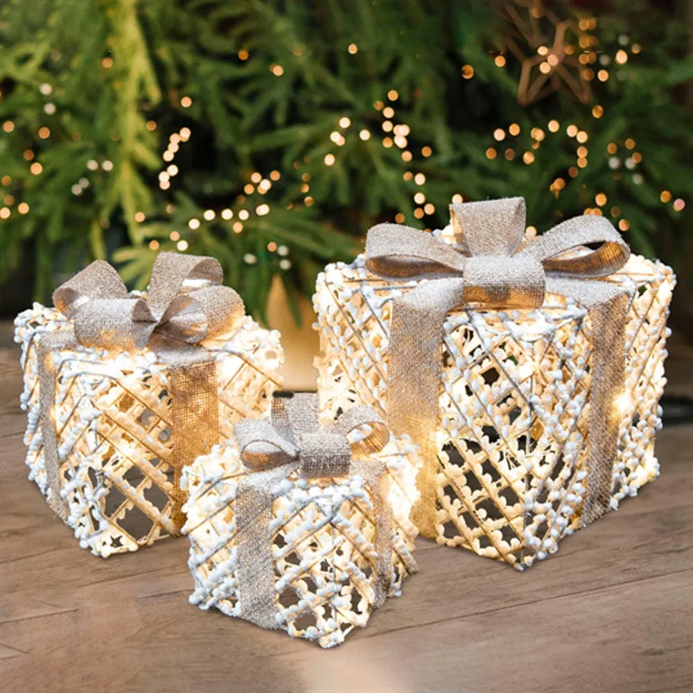 LED Natural String Present Set Asst (3pc)