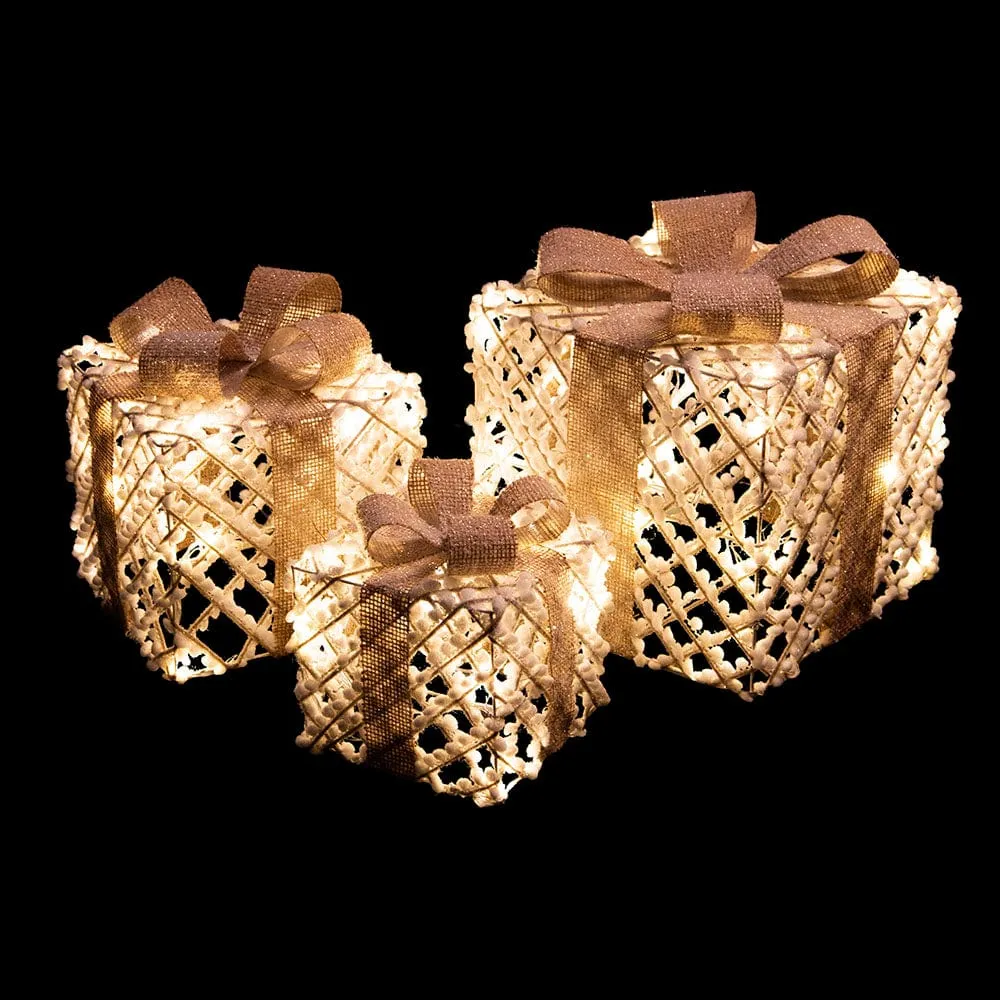 LED Natural String Present Set Asst (3pc)