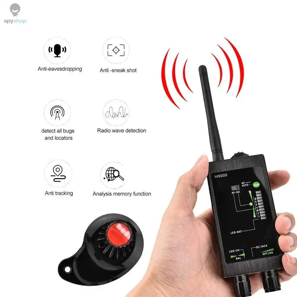 M8000 Radio Anti-Spy Detector  GSM RF Signal Auto Tracker Detectors GPS Tracker Finder Bug with Long Magnetic LED Antenna