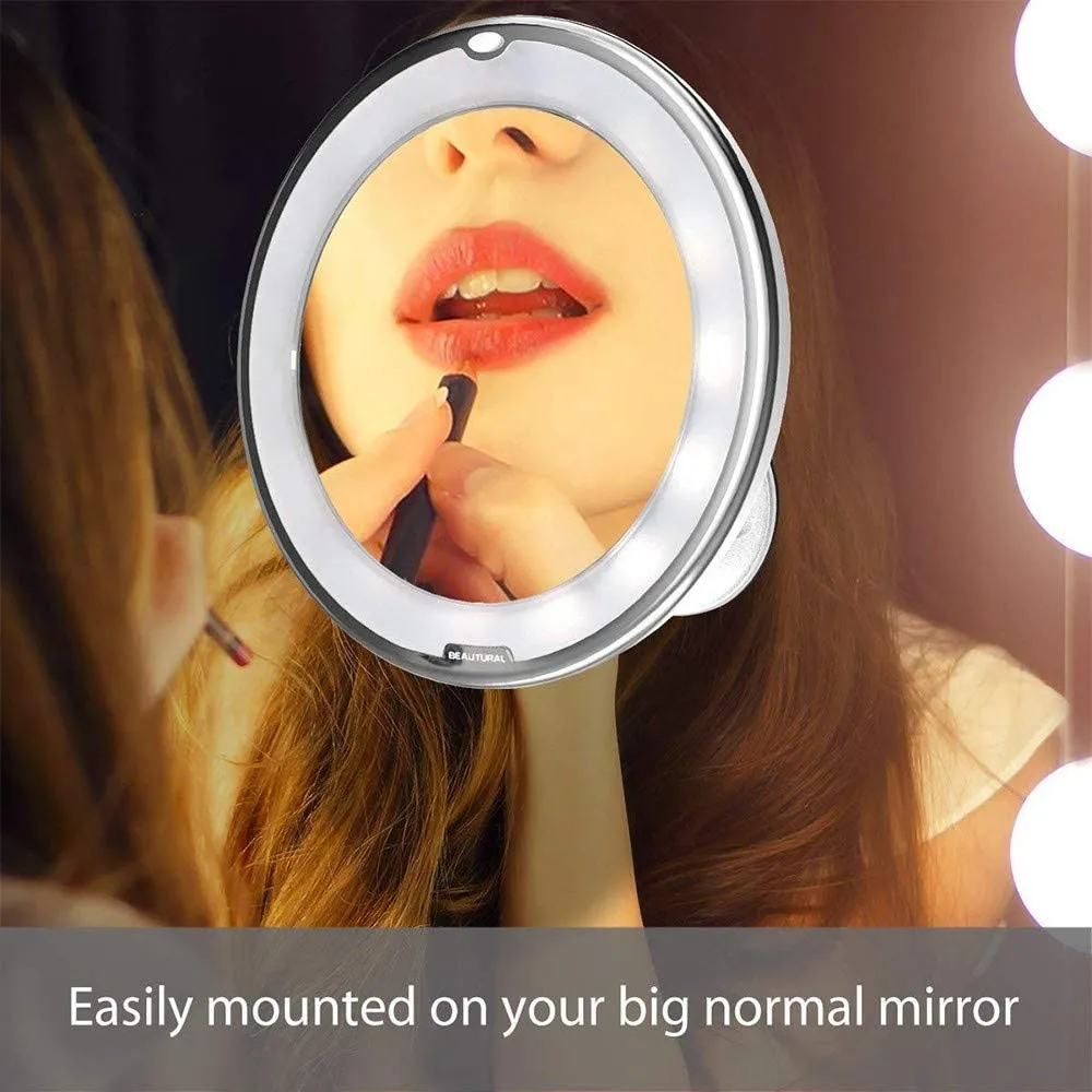 New in box! Battery Operated Ultra Flexible LED Illuminated 10X Magnification Mirror! Strong suction mount!
