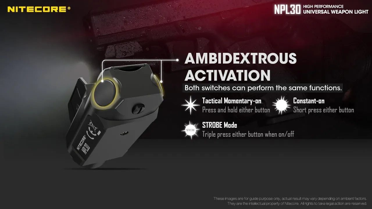 Nitecore NPL30 1200 Lumen Rail Mount Flashlight 4 x CREE XP-G3 LEDs