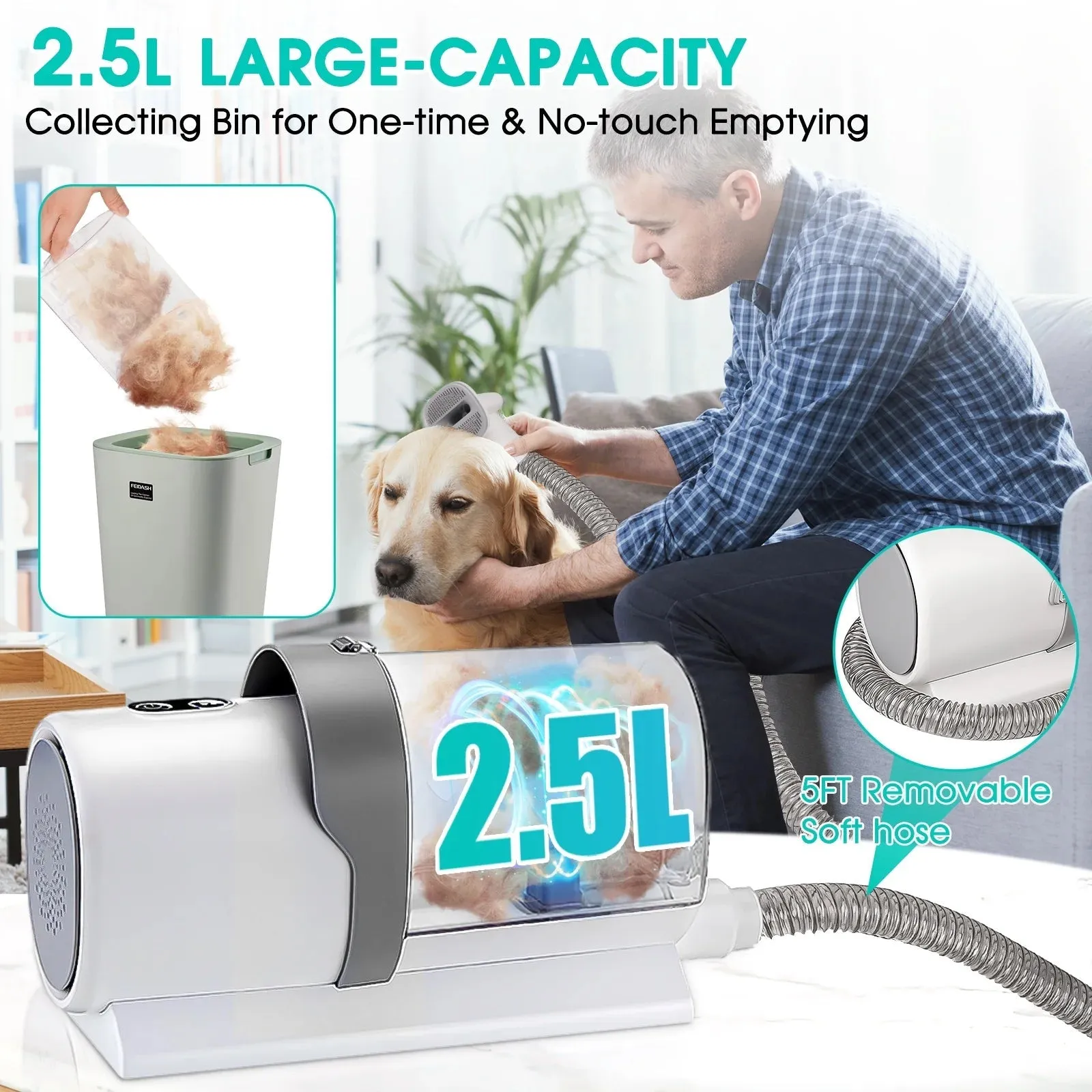 Pet Grooming Kit & Vacuum 2.5L