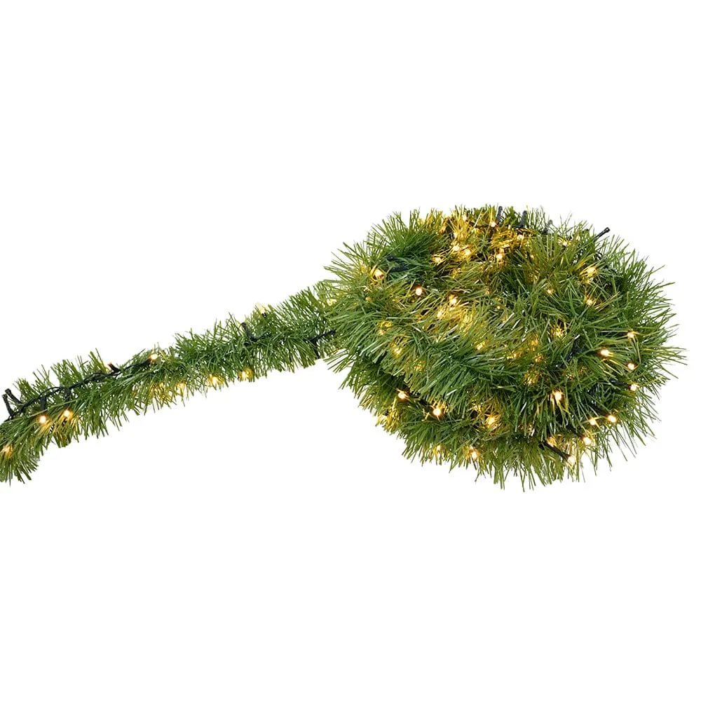 Pre-Lit Tinsel Garland Asst (10m)