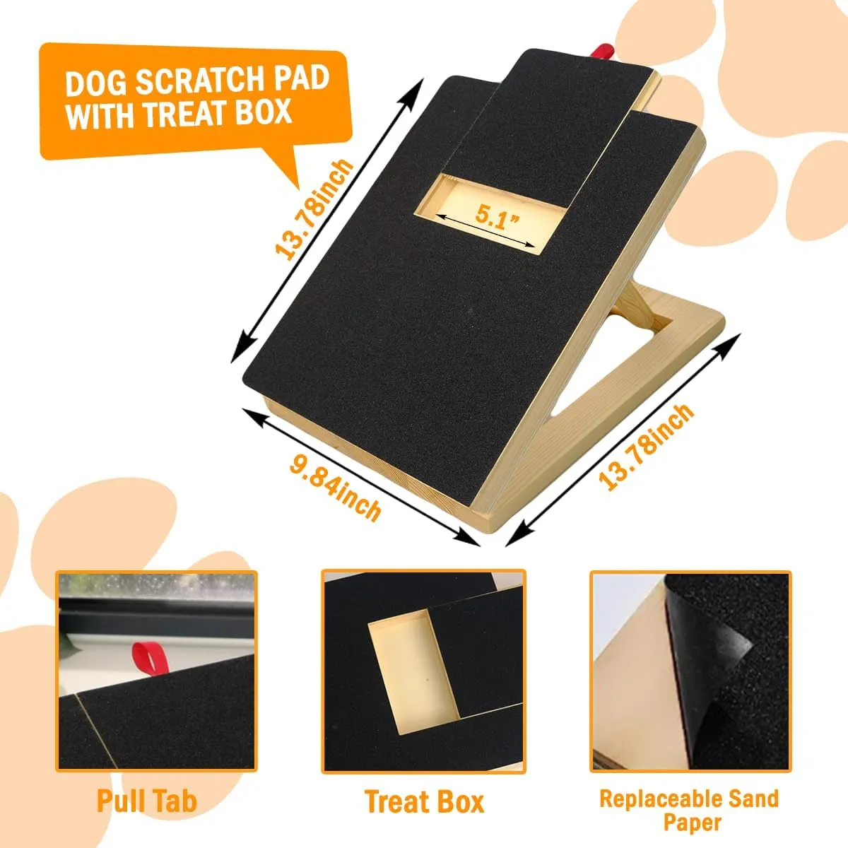 Premium Dog Nail Scratch Pad (with Treat Box) - Scratch Square Dog Nail File Toy