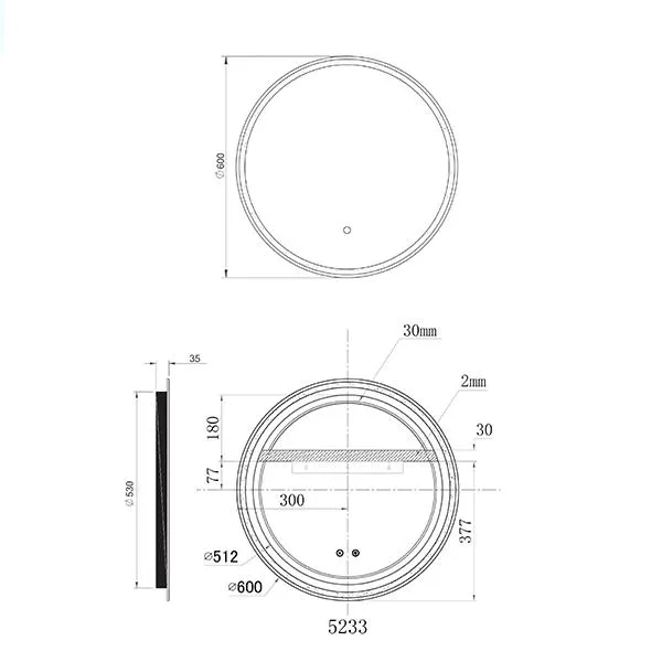 Remer Sphere 600mm-800mm LED Mirror Brushed Nickel Frame