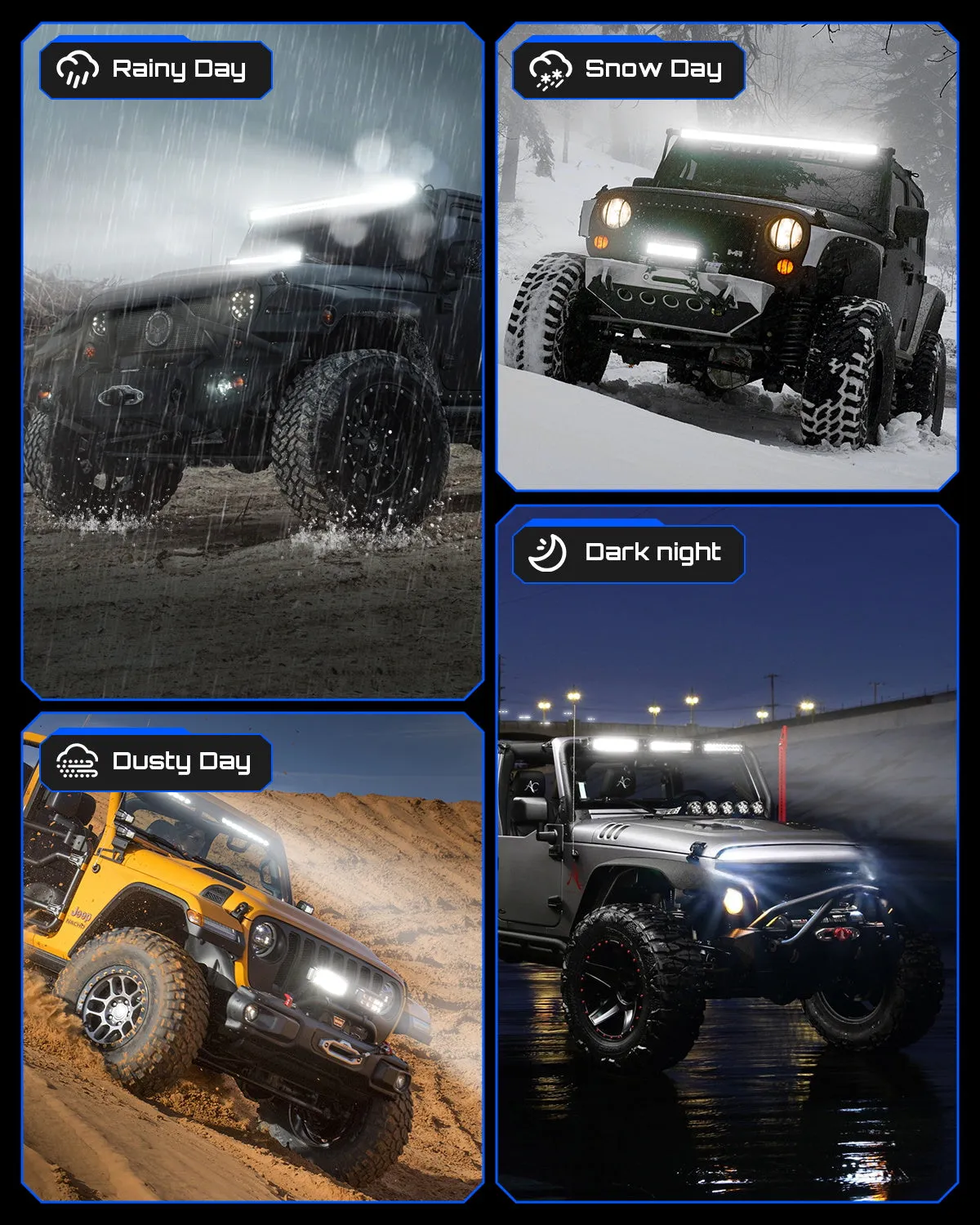 Rock Series 8 Inch Single Row LED Off-Road Light Bar High Power with Bracket