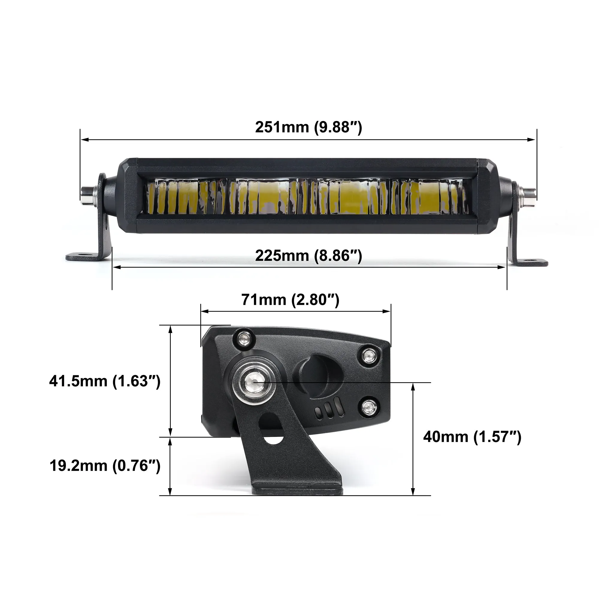 Rock Series 8 Inch Single Row LED Off-Road Light Bar High Power with Bracket