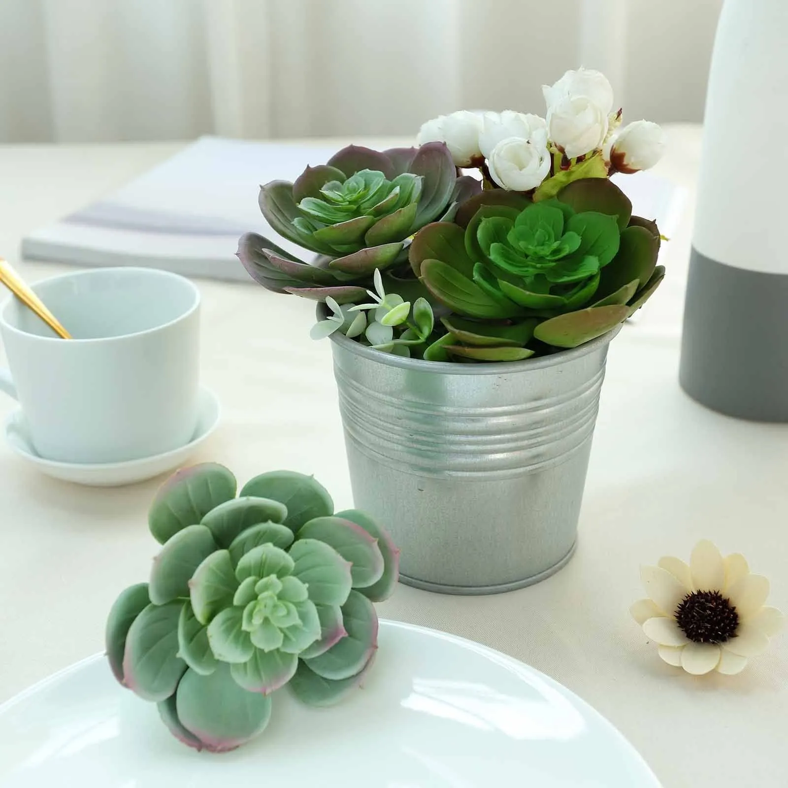 Set of 3 | 6" Echeveria Stem Decorative Artificial Plants