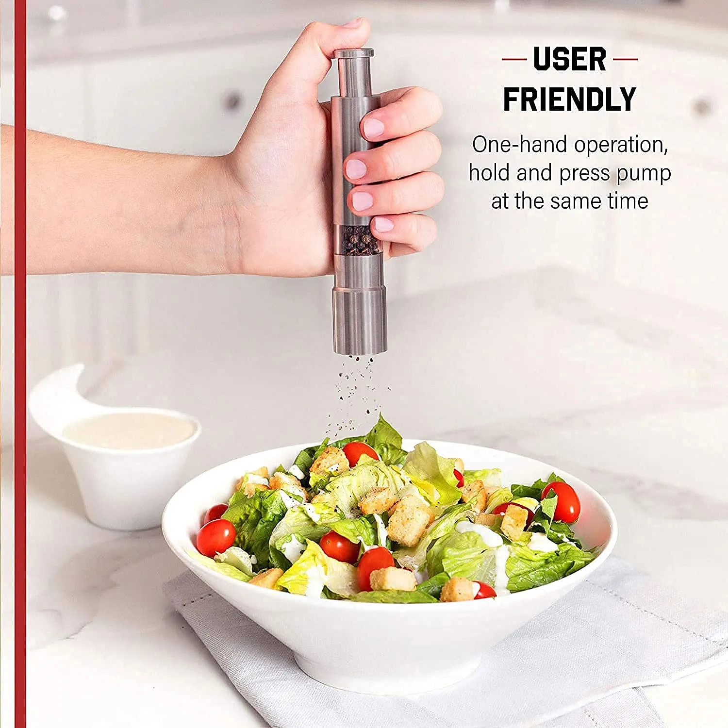 Stainless Steel Thumb Presser Salt & Pepper Grinder