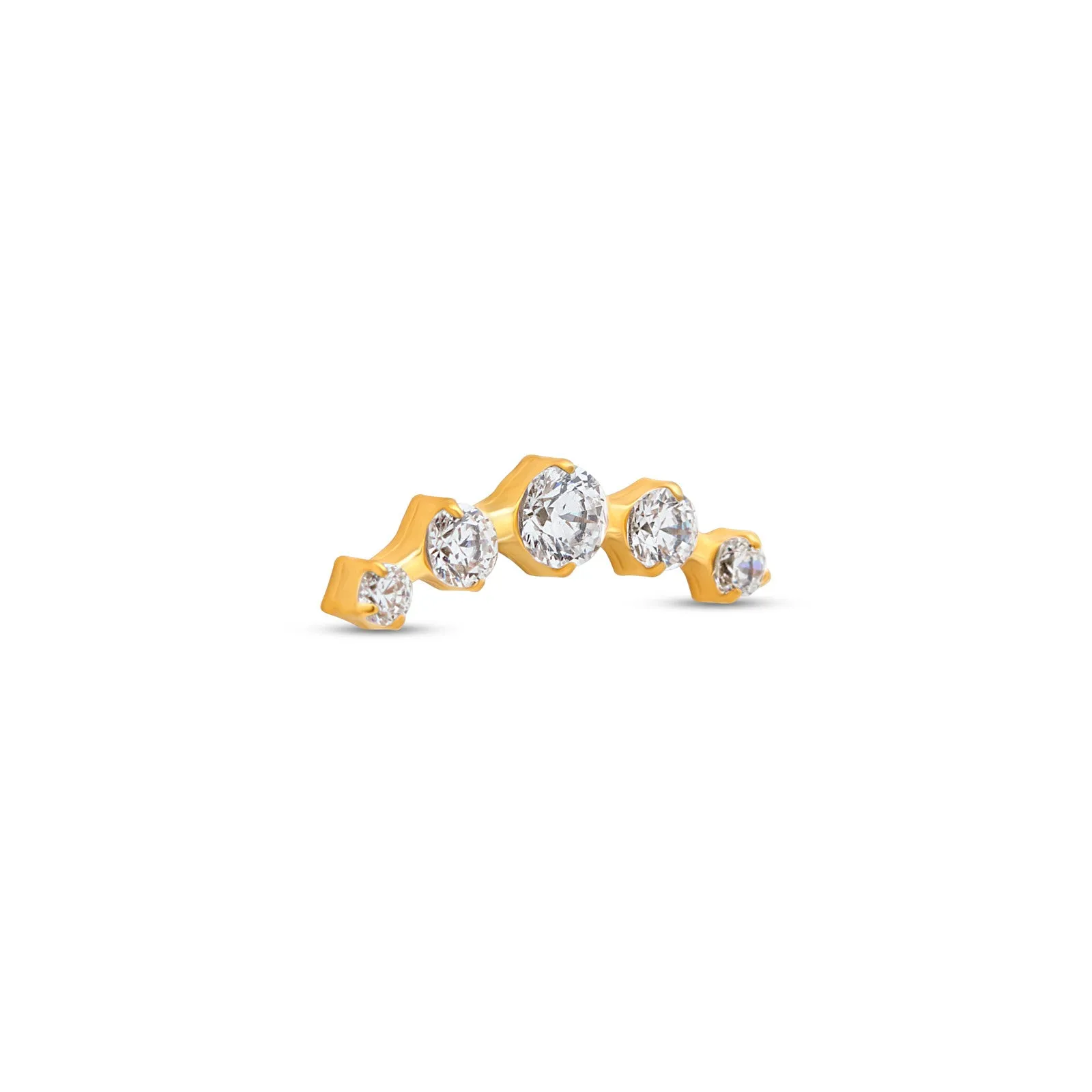 Trident 24kt Gold PVD Titanium Internally Threaded 5 Stone Curved Tiara Attachment