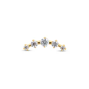 Trident 24kt Gold PVD Titanium Internally Threaded 5 Stone Curved Tiara Attachment