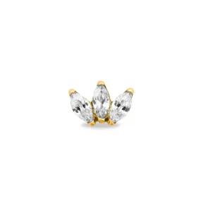 Trident 24kt Gold PVD Titanium Internally Threaded Marquise Attachment