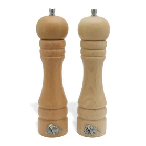 Wooden Salt & Pepper Grinders With Spaniel And Pheasant Motif
